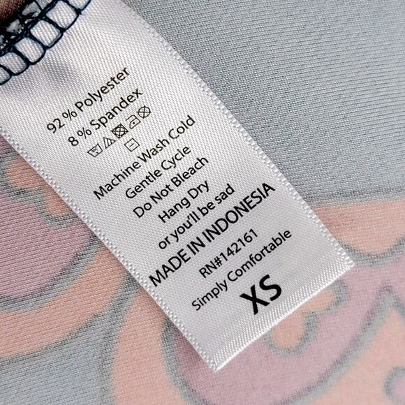 LuLaRoe Carly Dress XS Geometric Crown Pink Orange Teal High Low A-Line Swing - Picture 4 of 9